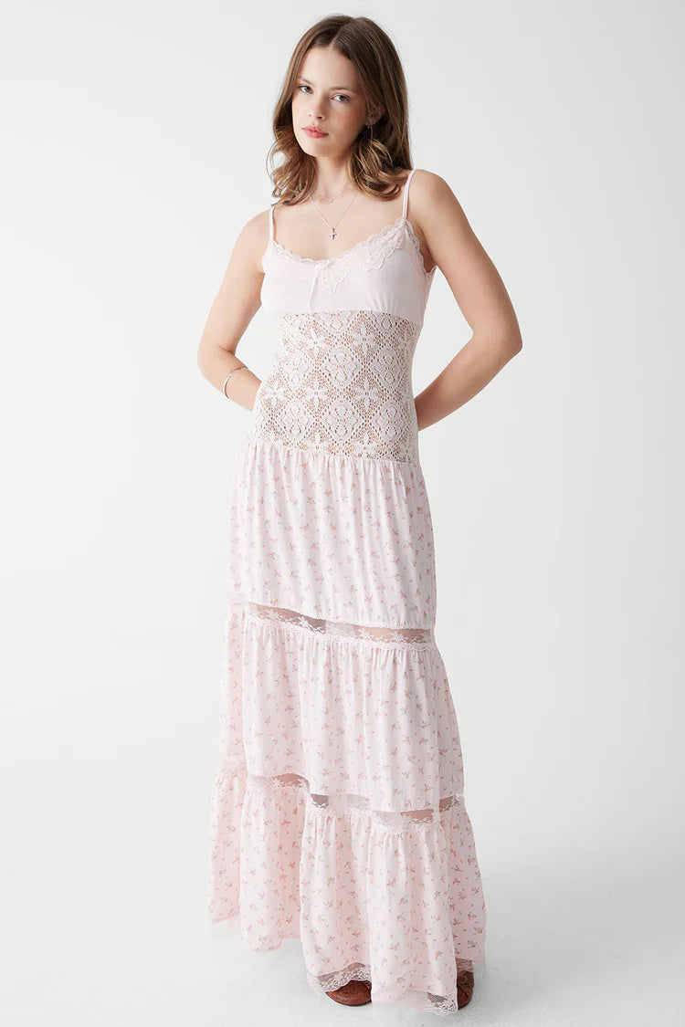 Vineyard Crochet Floral Maxi Dress